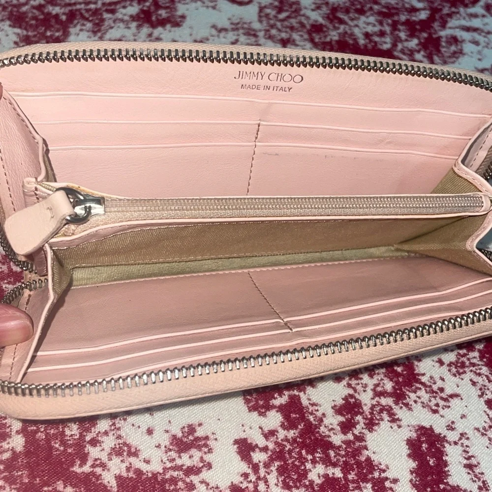 Jimmy Choo Studded Peach Leather Wallet